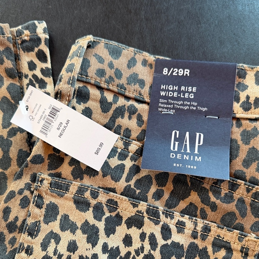 NWT GAP Cheetah Print High Rise Wide Leg - Brown and Black Pants(Size 8/29 R) - Picture 2 of 8
